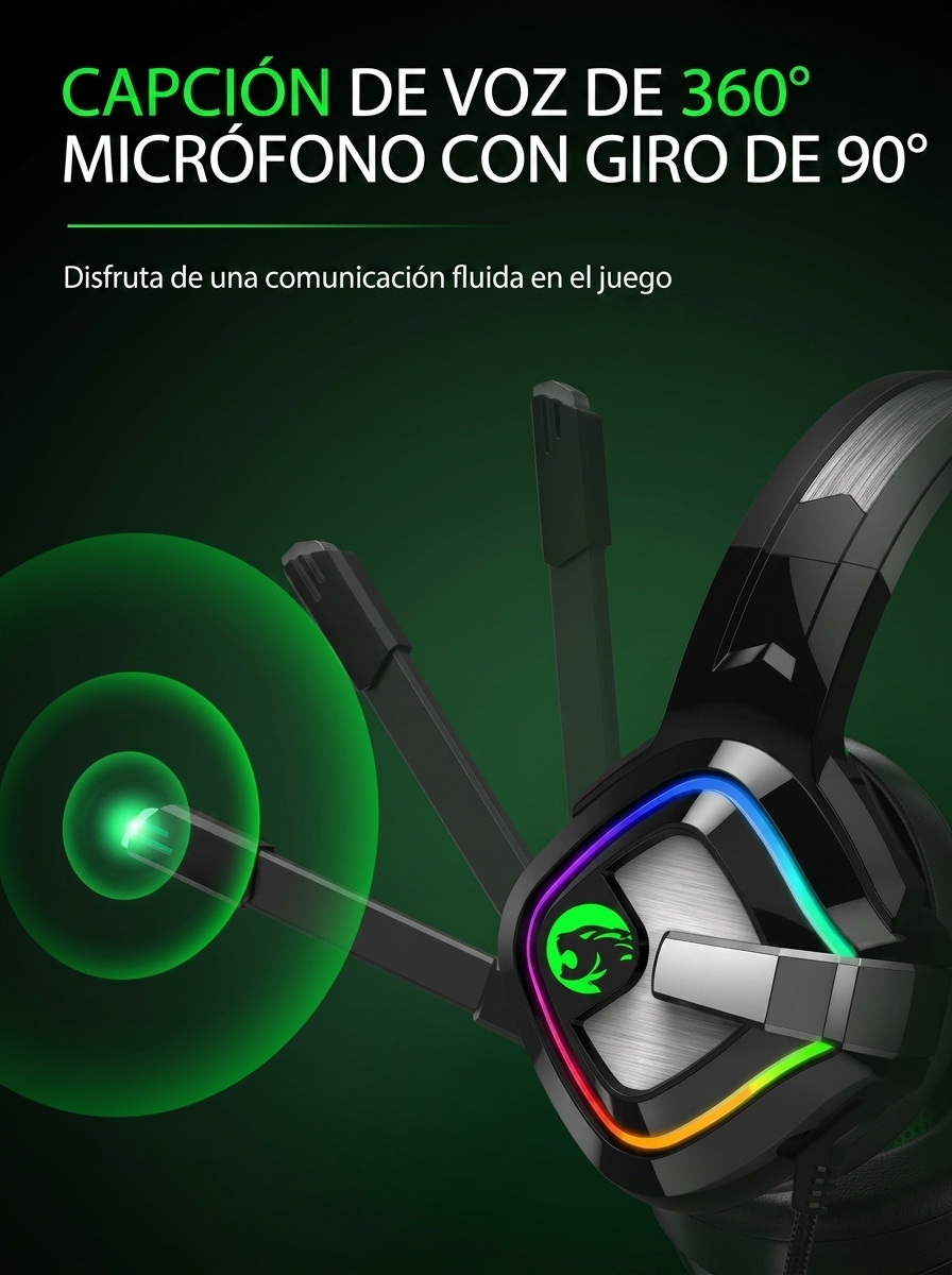 Cascos Gaming A66 con Luz RGB