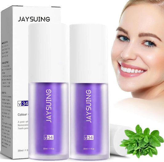 Pasta blanqueadora Dental Lila V34 – Elimina los Matices Amarillos y Revela un Blanco Brillante