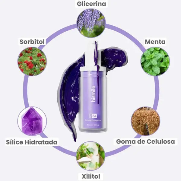 Pasta blanqueadora Dental Lila V34 – Elimina los Matices Amarillos y Revela un Blanco Brillante