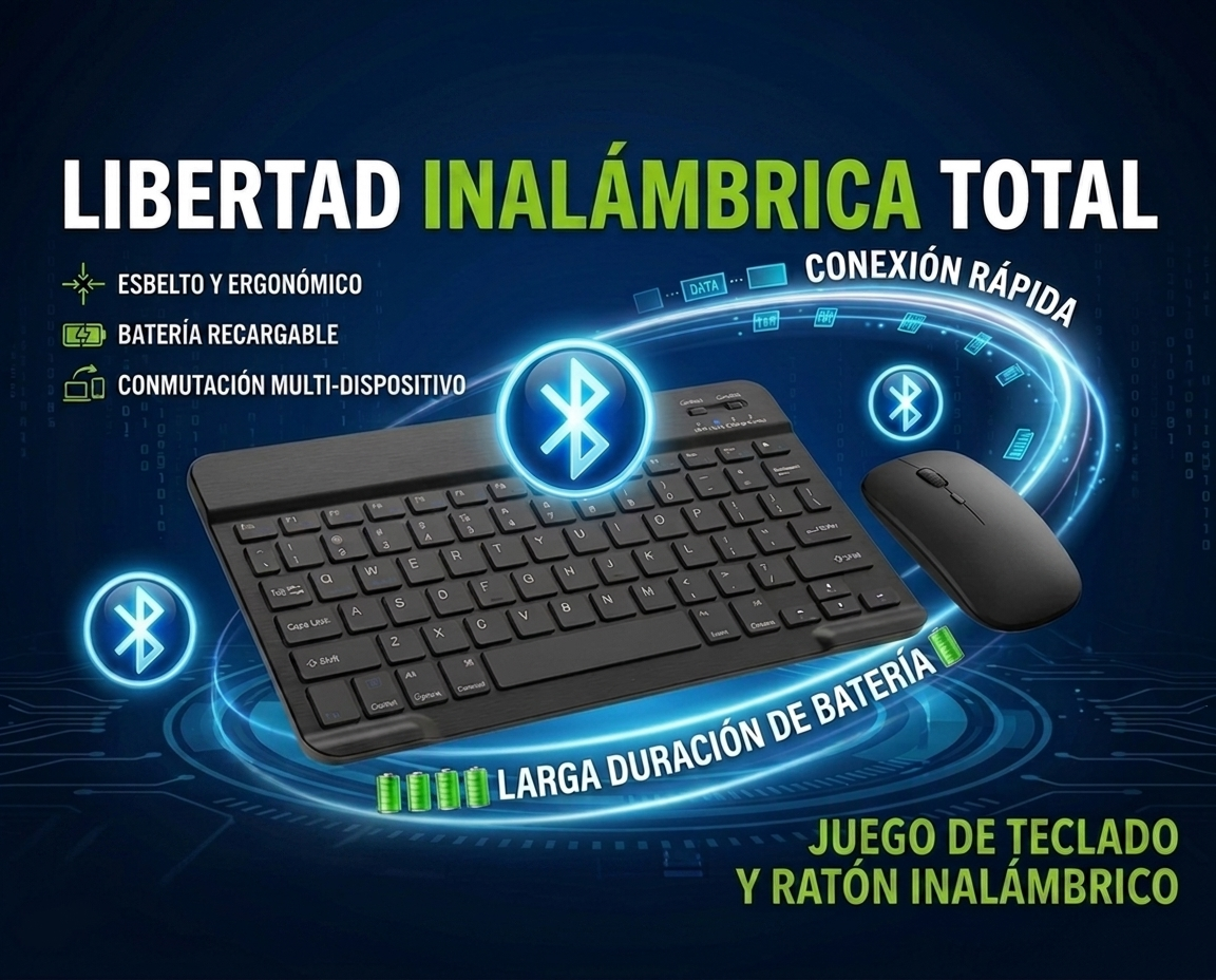 Conjunto de Teclado + Ratón Inalámbricos Bluetooth